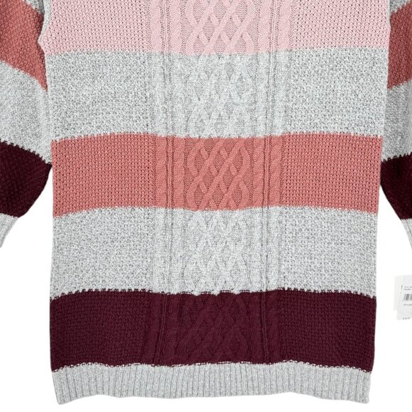 By & By Women's Pullover Striped Knit Grey/Pink Turtleneck Long Sweater XXL NWT - Picture 5 of 11